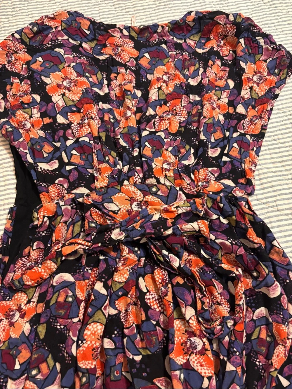FREE PEOPLE Floral V-Neck Women’s Dress in Orange & Purple